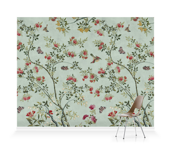 'Camellia Chinoiserie Duck Egg' Wallpaper murals