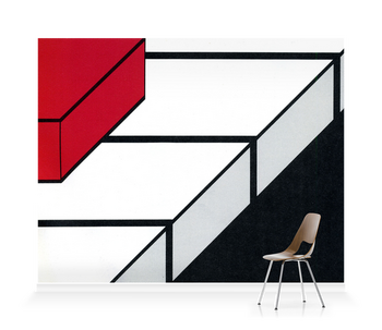 'Red, White, Black 80s Graphic Print' Wallpaper Murals