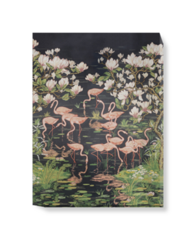 'Flamingoes and Magnolia Scenic Midnight' Canvas wall art