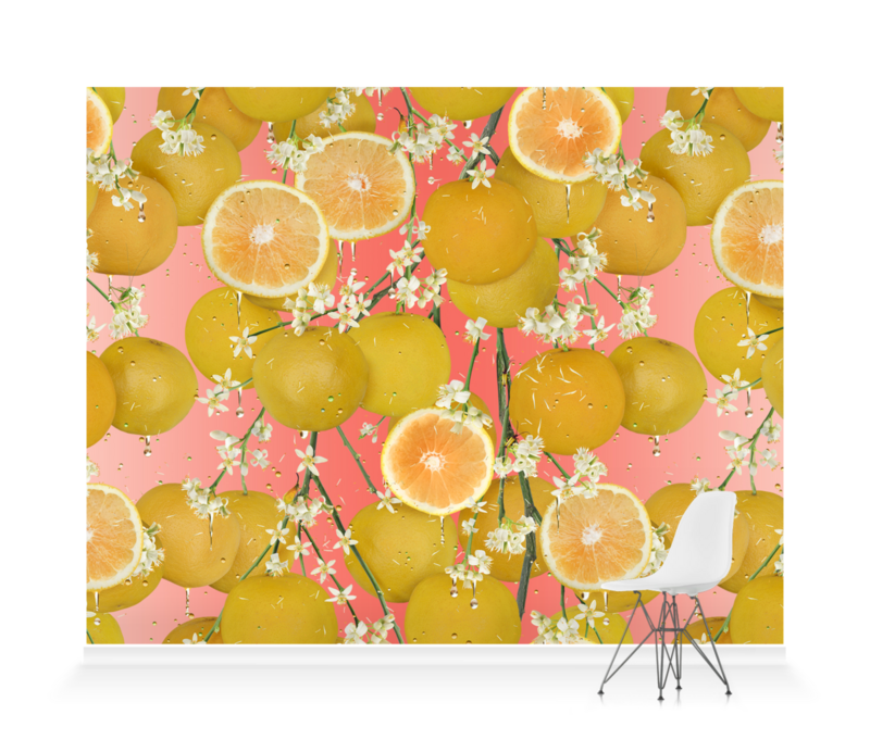 'Citrus Grapefruit' Wallpaper Mural