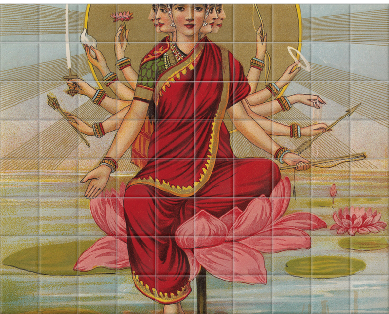 'Gaitri - The Gayatri hymn personified as a Goddess' Ceramic Tile Mural
