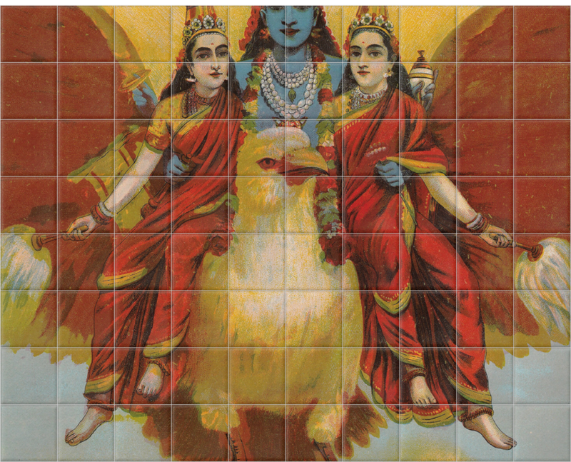 'Garuda-vahana-Vishnu' Ceramic Tile Mural