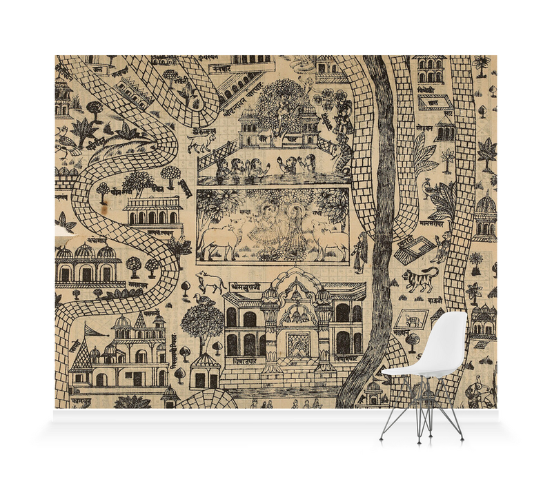 'Pilgrim Map of Mathura' Wallpaper Mural