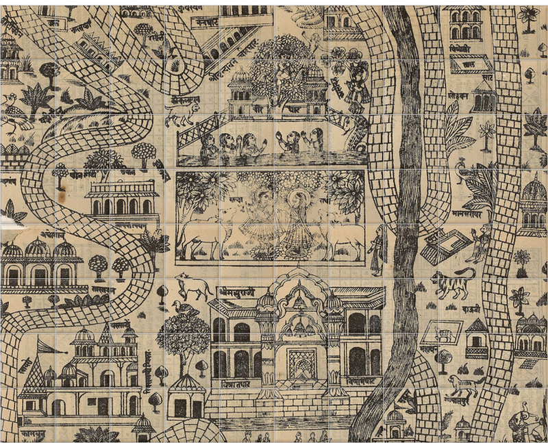 'Pilgrim Map of Mathura' Ceramic Tile Mural