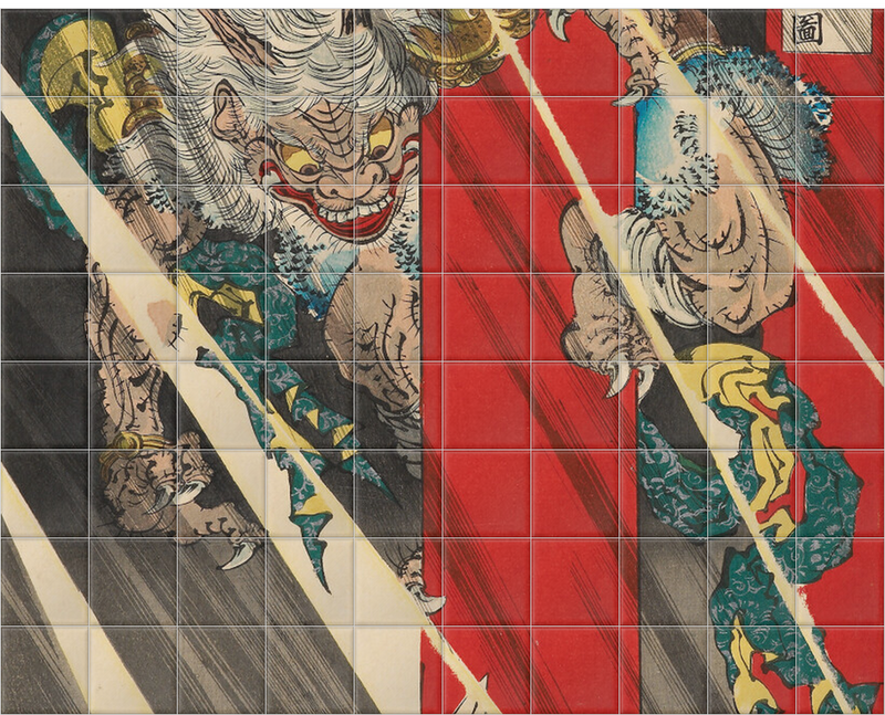 'Watanabe Tsuna on a Horse' Ceramic Tile Mural