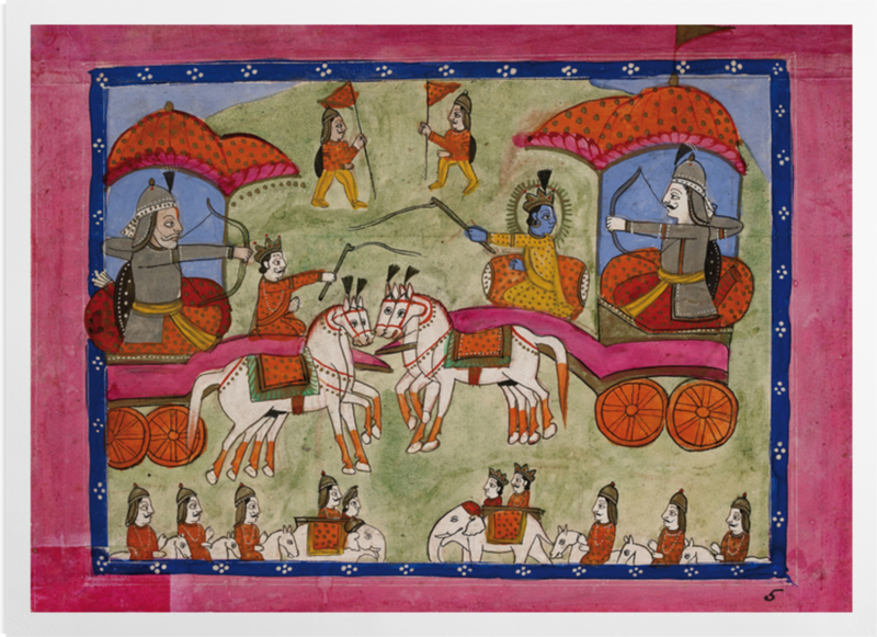 'Krishna and Arjuna on the Battlefield' Art Prints