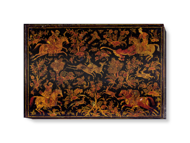 'Writing Cabinet Decorated with Hunting Scenes' Canvas Wall Art