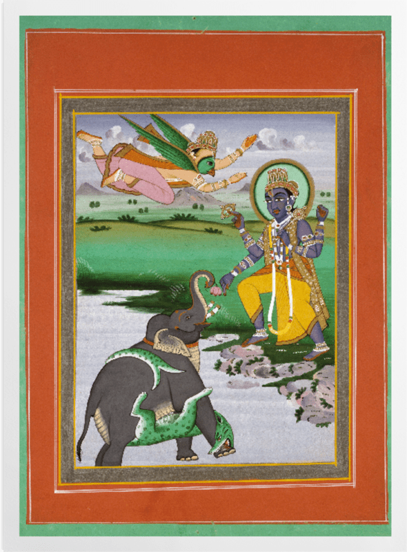 'Krishna and the Elephant' Art Prints