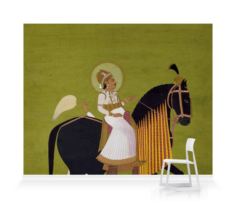 'Maharaja Sawai Pratap Singh Rides the Horse Dhajrao' Wallpaper Mural