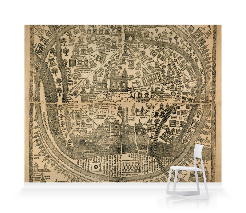 'Pilgrim Map of Varanasi (Benares)' Wallpaper Mural