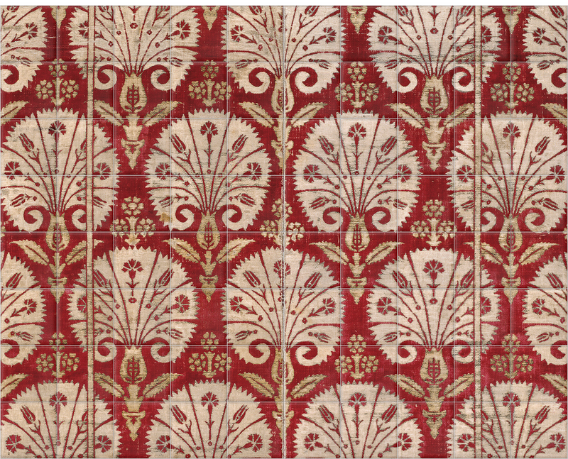 'Ottoman velvet with carnations' Ceramic Tile Mural