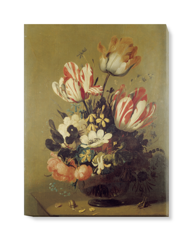 'A Vase of Flowers with Snails and Shells' Canvas Wall Art