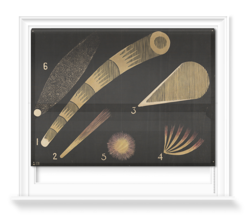 'Print of an original wall hanging, showing six comets, c.1850-1860' Roller Blinds