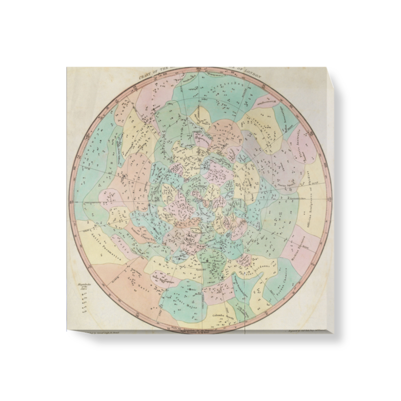 'A Chart of the Heavens for the Latitude of London, c.1825' Canvas wall art
