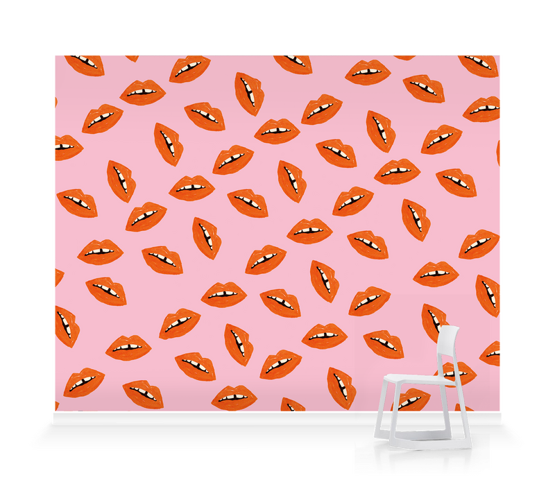 'Orange Lips' Wallpaper Mural
