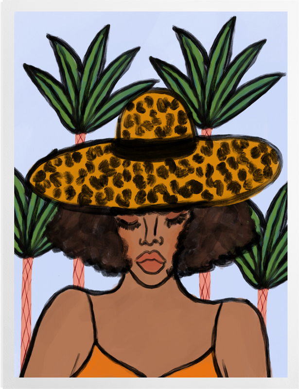 'Leopard Hat Girl' Art Prints
