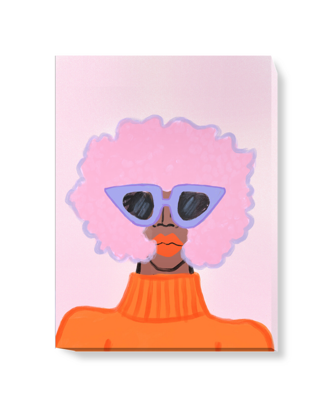 'Pink Afro' Canvas Wall Art