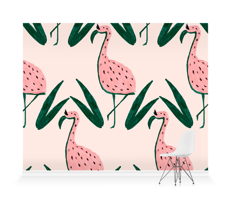 'Flamingo Watermelon II' Wallpaper Murals