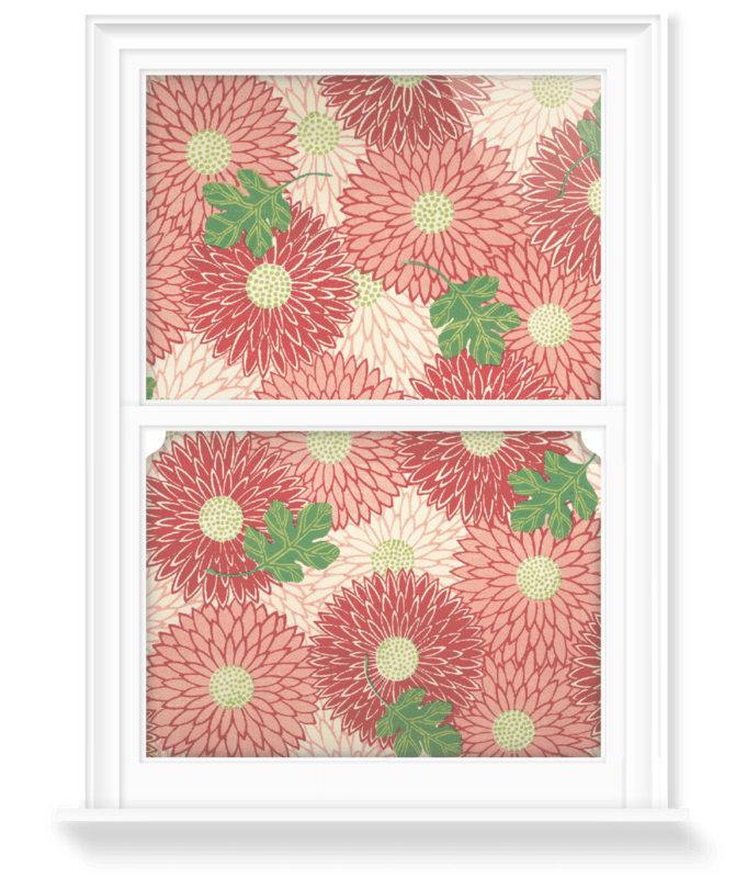 'Red floral & green foliage' Decorative Window Film