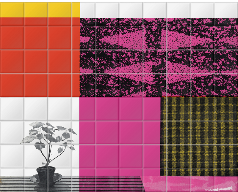 'Pink Design 1956' Ceramic Tile Mural
