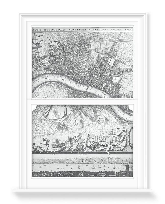 'Jacobus de la Feuille Map of Westminster' Decorative Window Film
