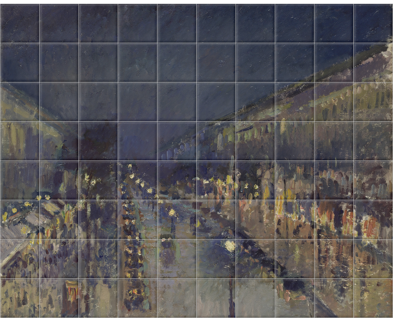 'The Boulevard Montmartre at Night' Ceramic Tile Mural