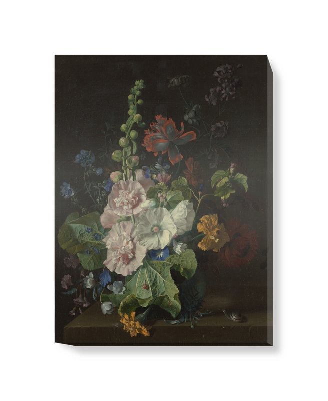'Hollyhocks and Other Flowers in a Vase' Canvas Wall Art