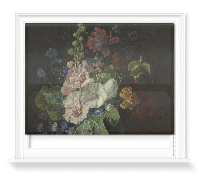 'Hollyhocks and Other Flowers in a Vase' Roller Blind