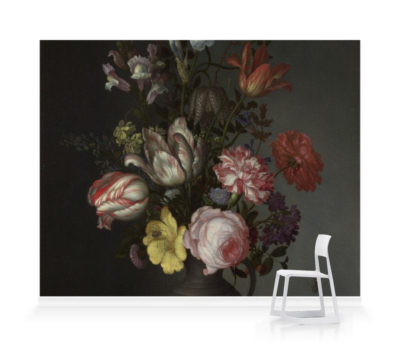 'Flowers in a Vase with Shells and Insects' Wallpaper Mural