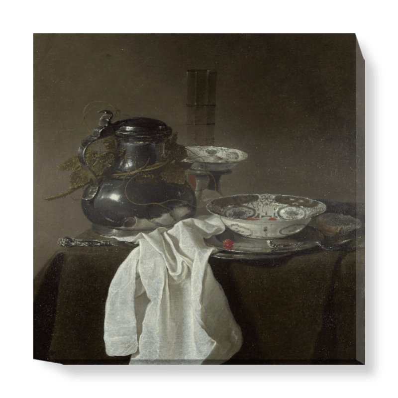 'Still Life with a Pewter Flagon and Two Ming Bowls' Canvas Wall Art