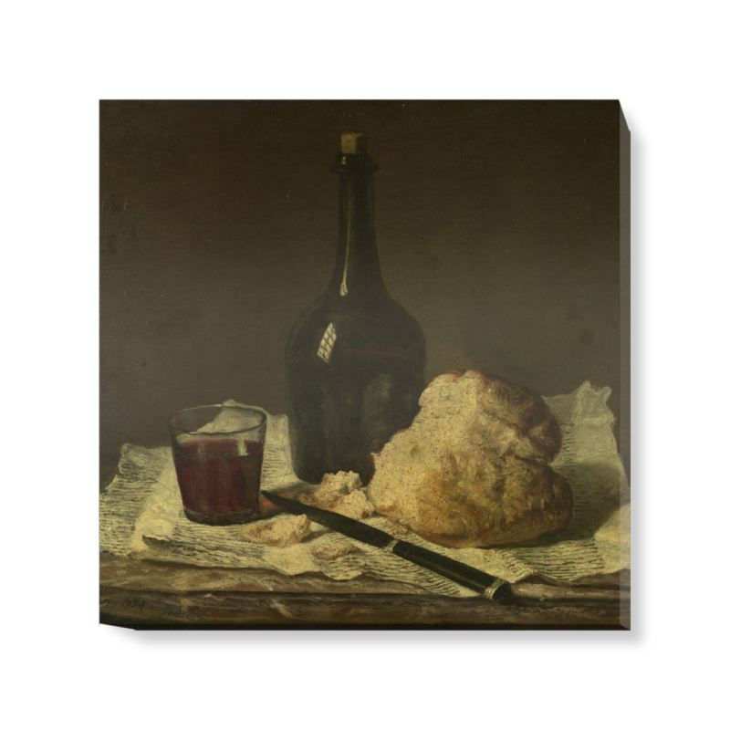 'Still Life with Bottle, Glass and Loaf' Canvas Wall Art