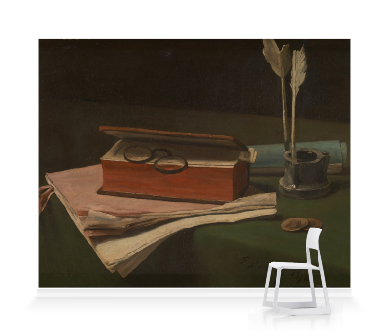 'Still Life with Book, Papers and Inkwell' Wallpaper Mural