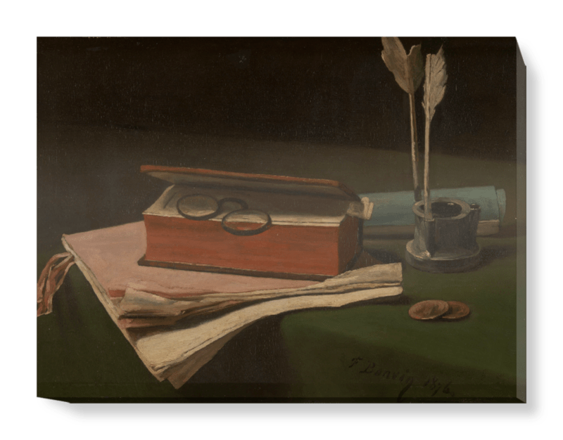 'Still Life with Book, Papers and Inkwell' Canvas Wall Art