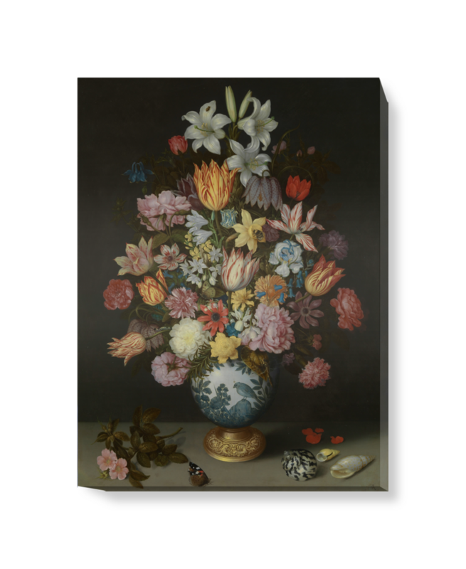 'A Still Life of Flowers in a Wan-Li Vase' Canvas Wall Art