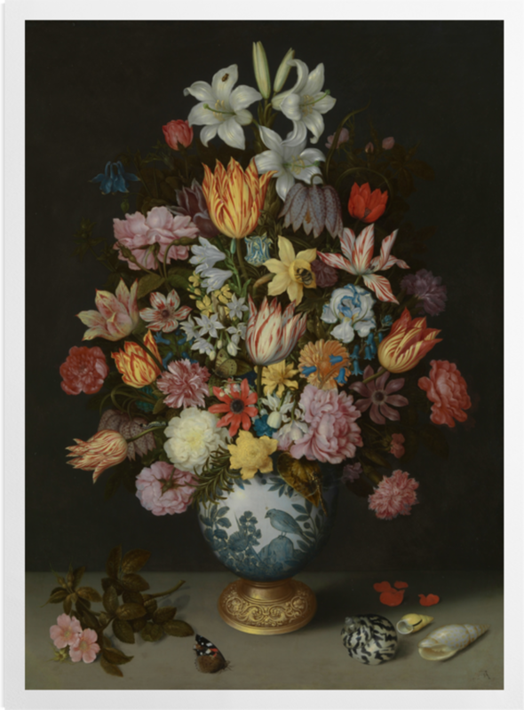 'A Still Life of Flowers in a Wan-Li Vase' Art Prints