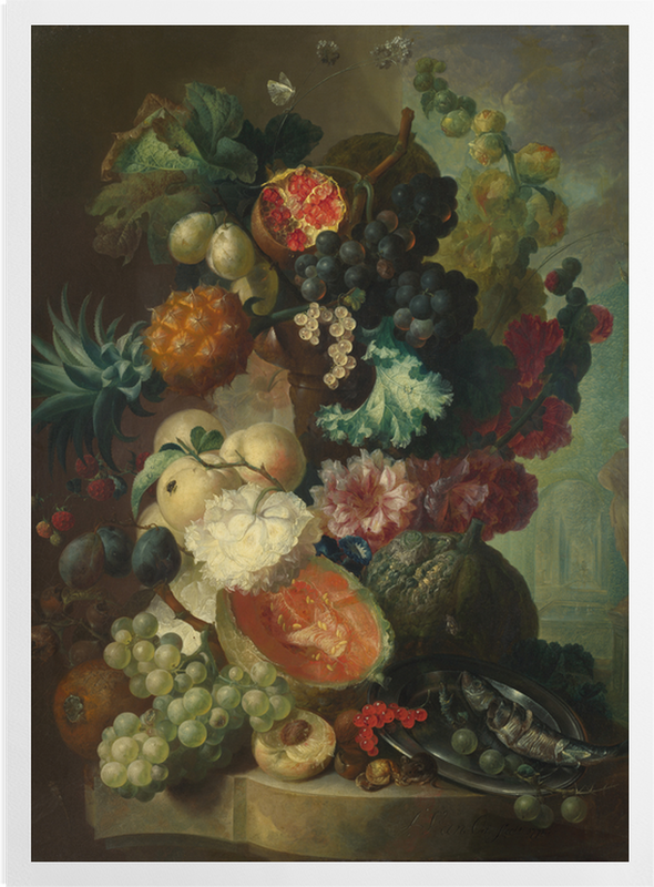 'Fruit, Flowers and a Fish' Art Prints