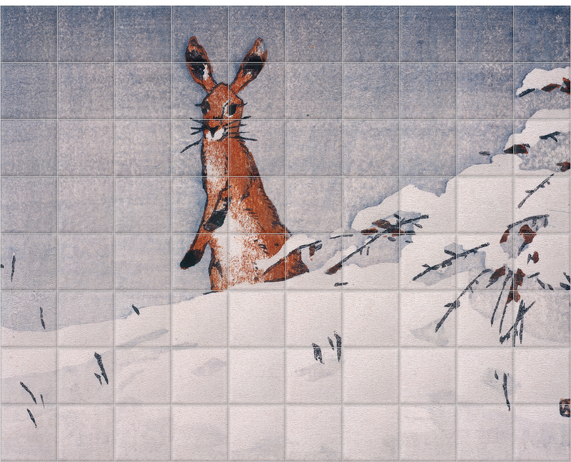 'Snow and Hare' Ceramic Tile Mural