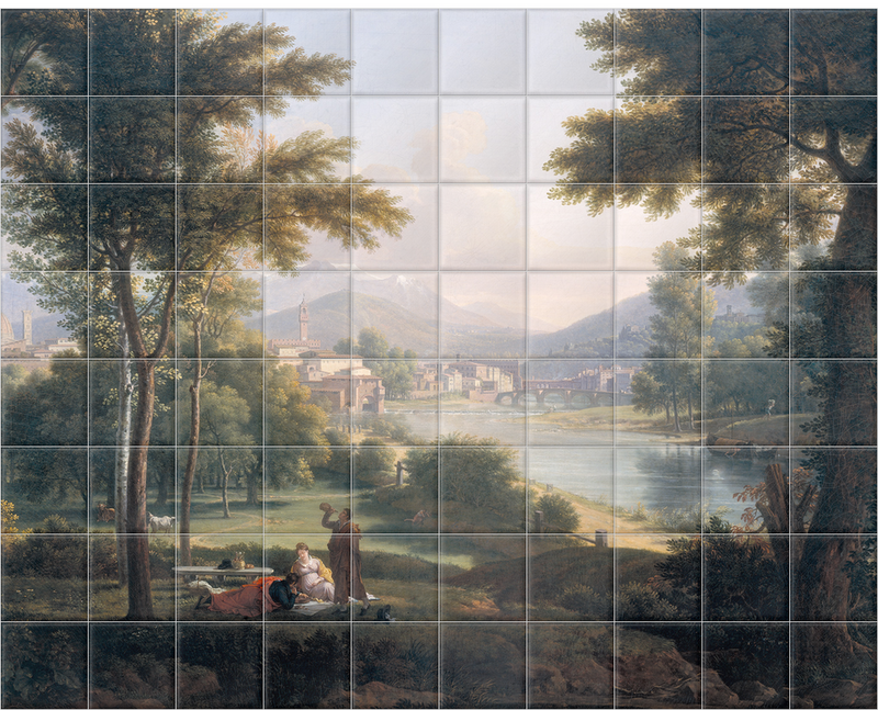 'A View of Florence from the North Bank of the Arno' Ceramic Tile Mural