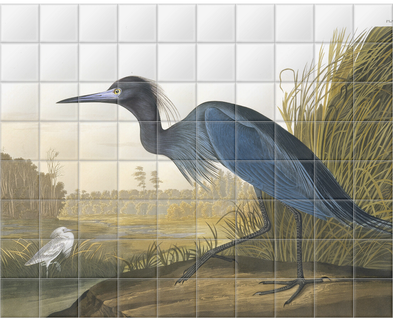 'Little Blue Heron, Egretta Caerulea' Ceramic Tile Mural