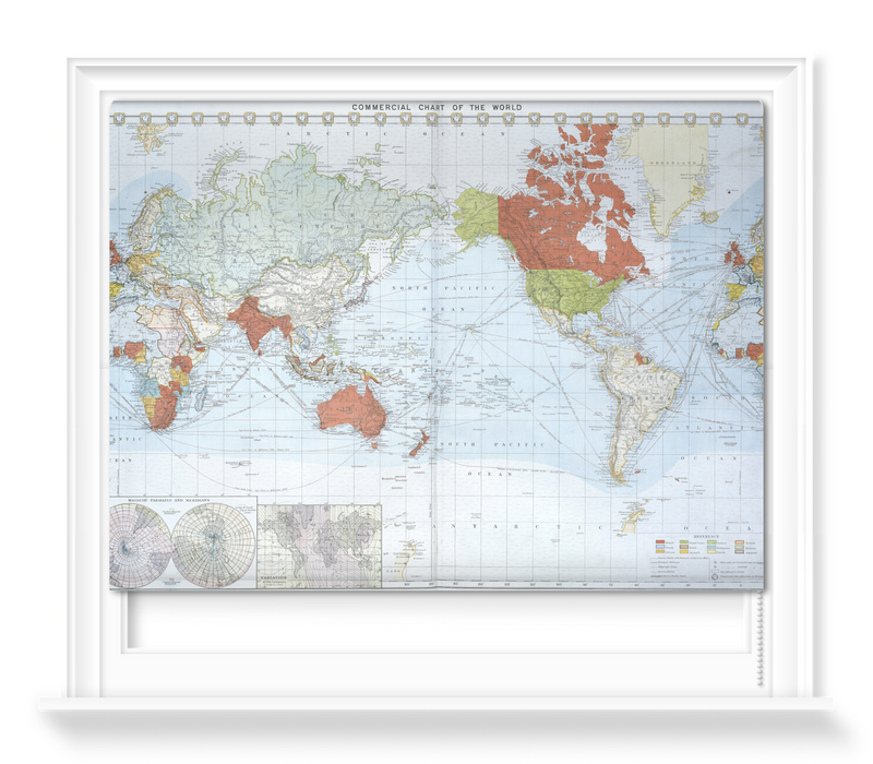 'Commercial chart of the world' Roller Blind