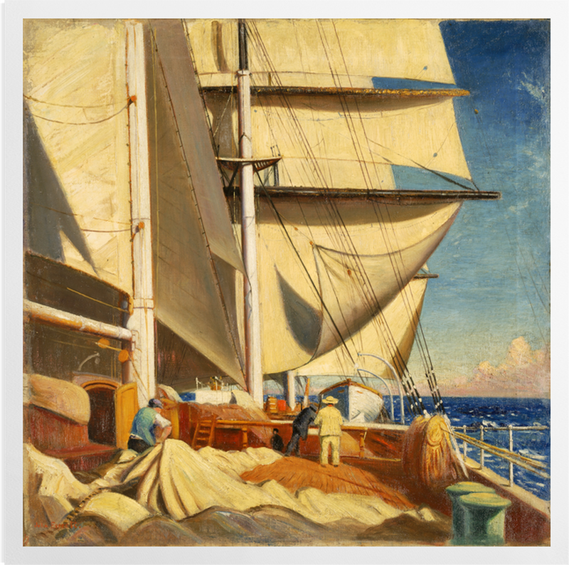 'Mending Sails On The Deck Of The 'Birkdale'†' Art Prints