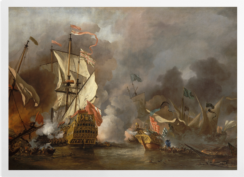 'An English Ship In Action With Barbary Ships' Art Prints