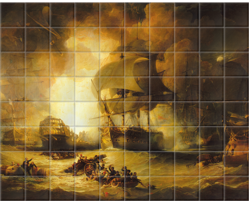 'The Destruction Of 'L'orient' At The Battle Of The Nile†' Ceramic Tile Mural
