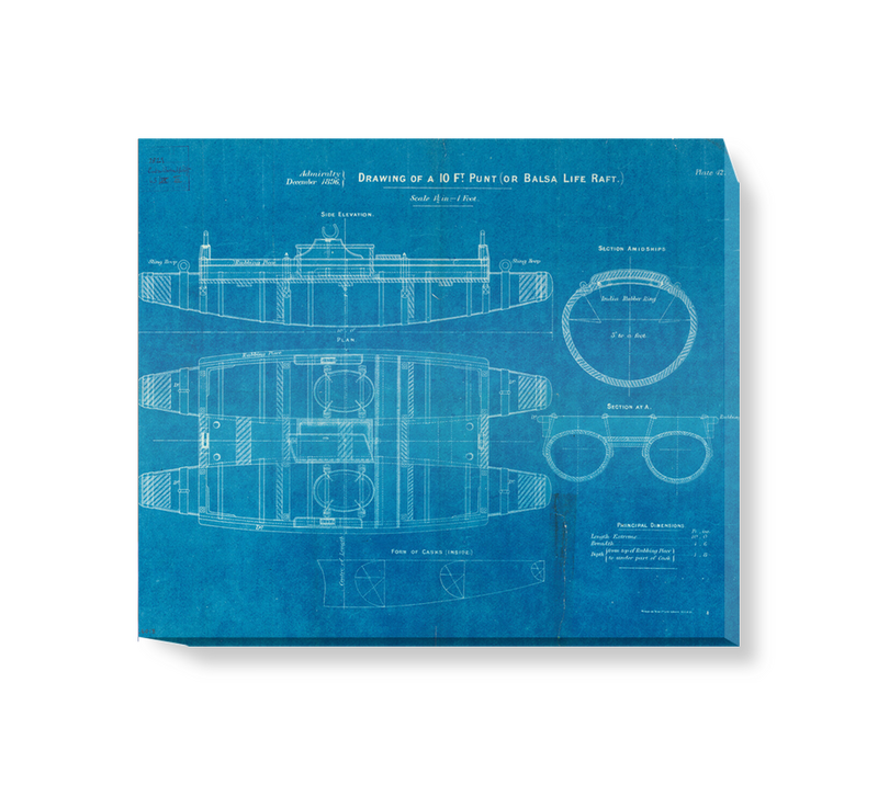 'Plan of 10ft punt or balsa life raft' Canvas Wall Art