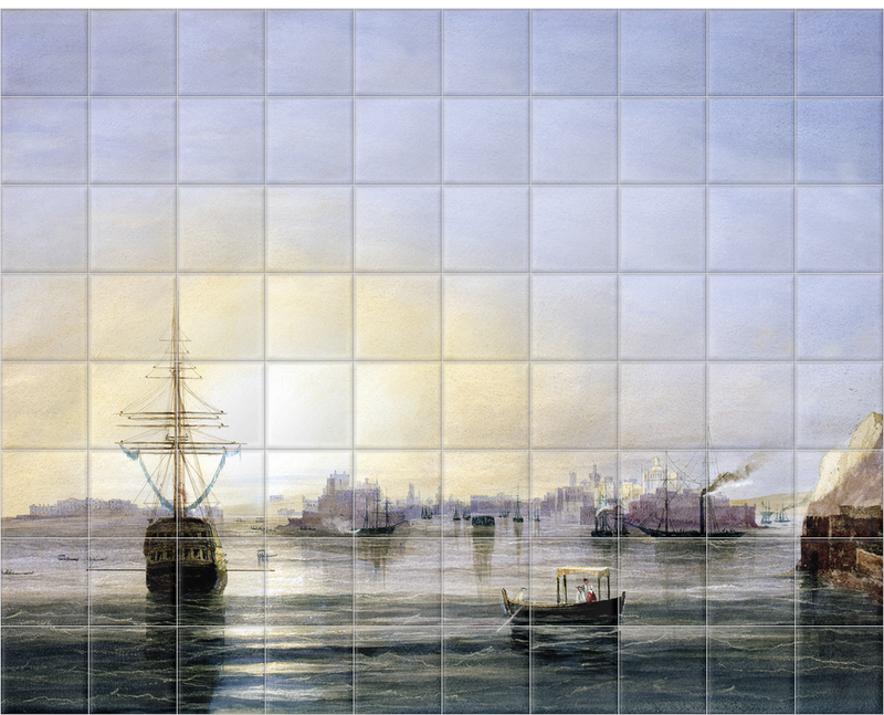 'Valetta viewed from a P&O Steamer' Ceramic Tile Mural