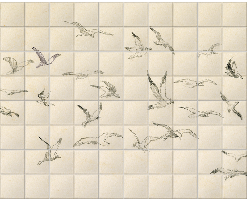 'Studies of Birds' Ceramic Tile Mural