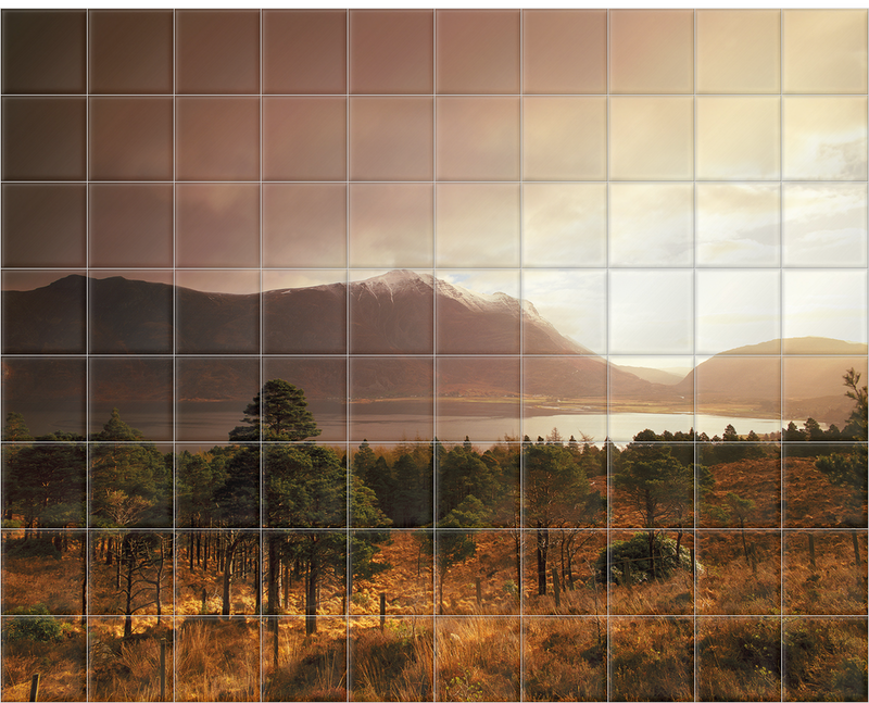 'April Storm, Sunrise, Glen Torridon, Wester Ross, Highlands of Scotland' Ceramic Tile Mural