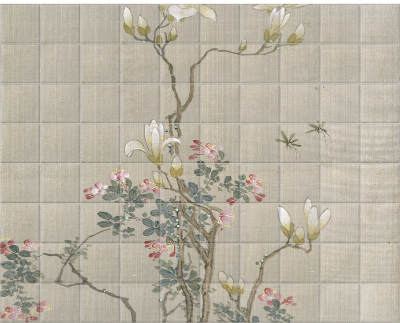 'Flowering Shrubs & Mayflies' Ceramic Tile Mural
