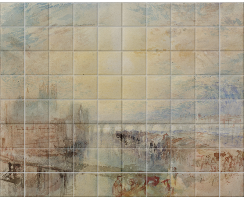 'View of the Danube and Regensburg cathedral at sunset' Ceramic Tile Mural