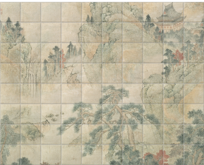 'Ming Mountain Scroll' Ceramic Tile Mural